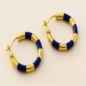 Blue-Gold-Segment-Hoop-18K-Gold-Plated-Earrings