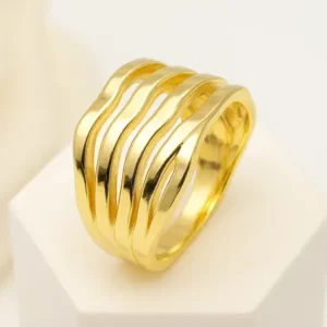 Bold-Rippled-Wave-Statement-18K-Gold-Plated-Ring