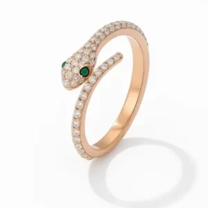 Crystal-Embellished-Snake-Wrap-Ring-–-Rose-14K-Gold-Plated