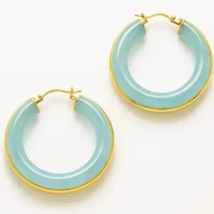 Icy-Blue-Acrylic-Gold-Plated-Hoop-18K-Gold-Earrings