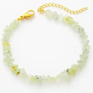 Light-Green-Chip-Stone-Bracelet-with-18K-Gold-plated-Adjustable-Chain